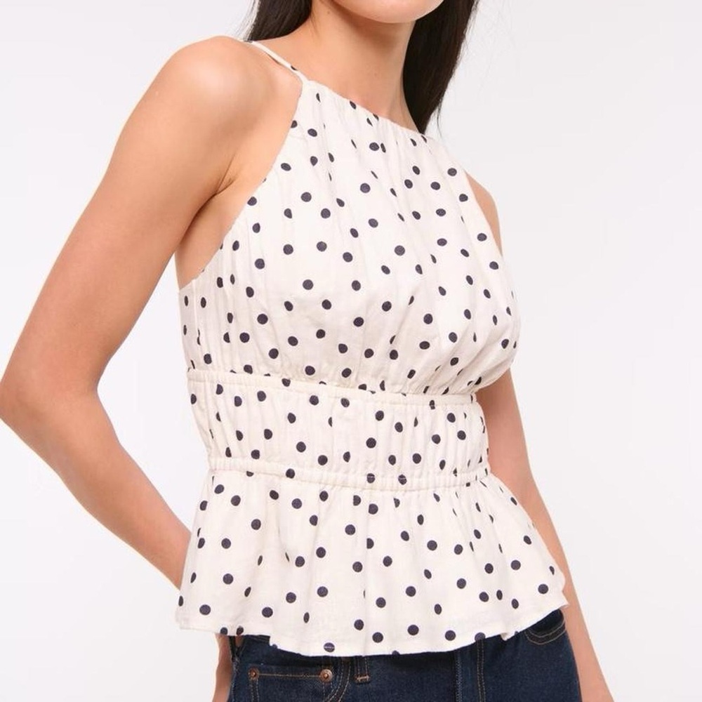 Abercrombie & Fitch Polka Dot Smocked Halter Top